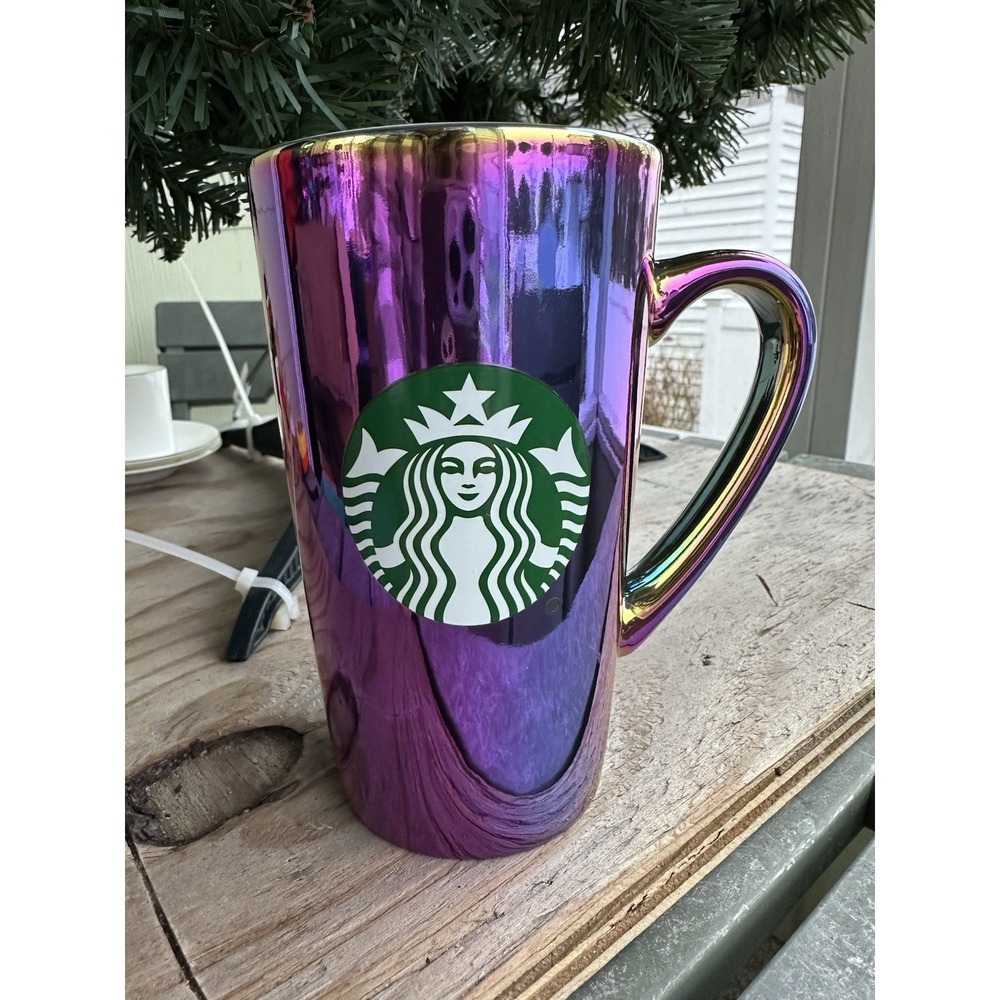 Starbucks 2022 Coffee Mug iridescent Holographic Oil Slick Ceramic 16 oz CLEAN